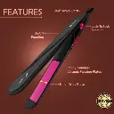 Ikonic Me Go Straight Hair Straightener | Black & Pink | Floating & Ceramic Plates | Lock Function | Quick & Easy to Use | 65 Watts