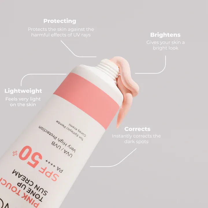 SiNOZ Pink Touch Tone Up Sun Cream SPF 50+ 50ml | UVA UVB Very High Protection | PA++++