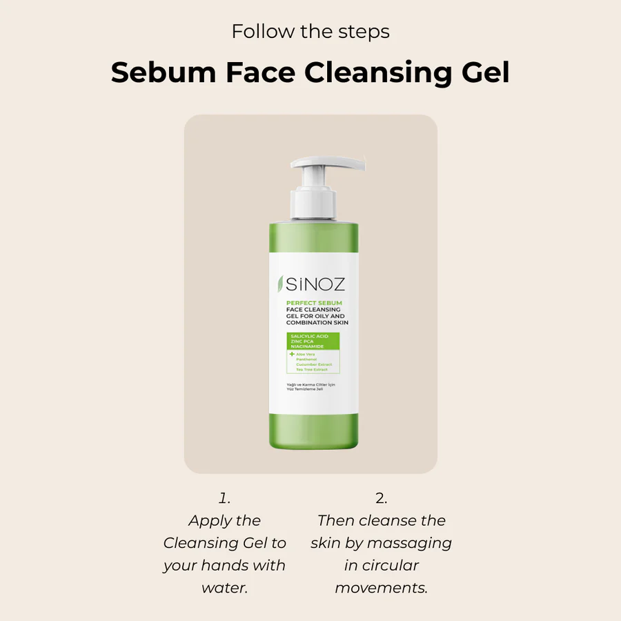 SiNOZ Perfect Sebum Face Cleansing Gel 400 ml | for Oily and Combination Skin