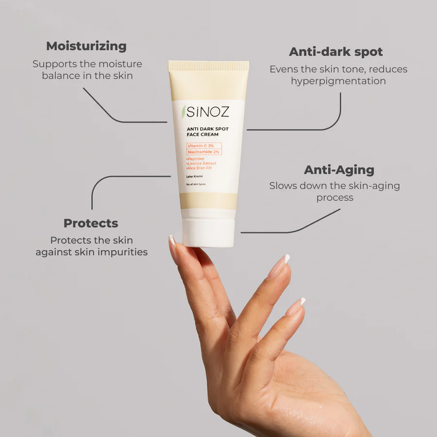 SiNOZ Anti Dark Spot Face Cream 40 ml | With Vitamin C 3% Niacinamide 2% | Also Contains Peptides , Licorice Extracts , Rice Bran Oil