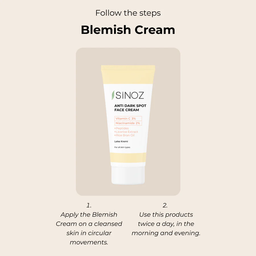 SiNOZ Anti Dark Spot Face Cream 40 ml | With Vitamin C 3% Niacinamide 2% | Also Contains Peptides , Licorice Extracts , Rice Bran Oil