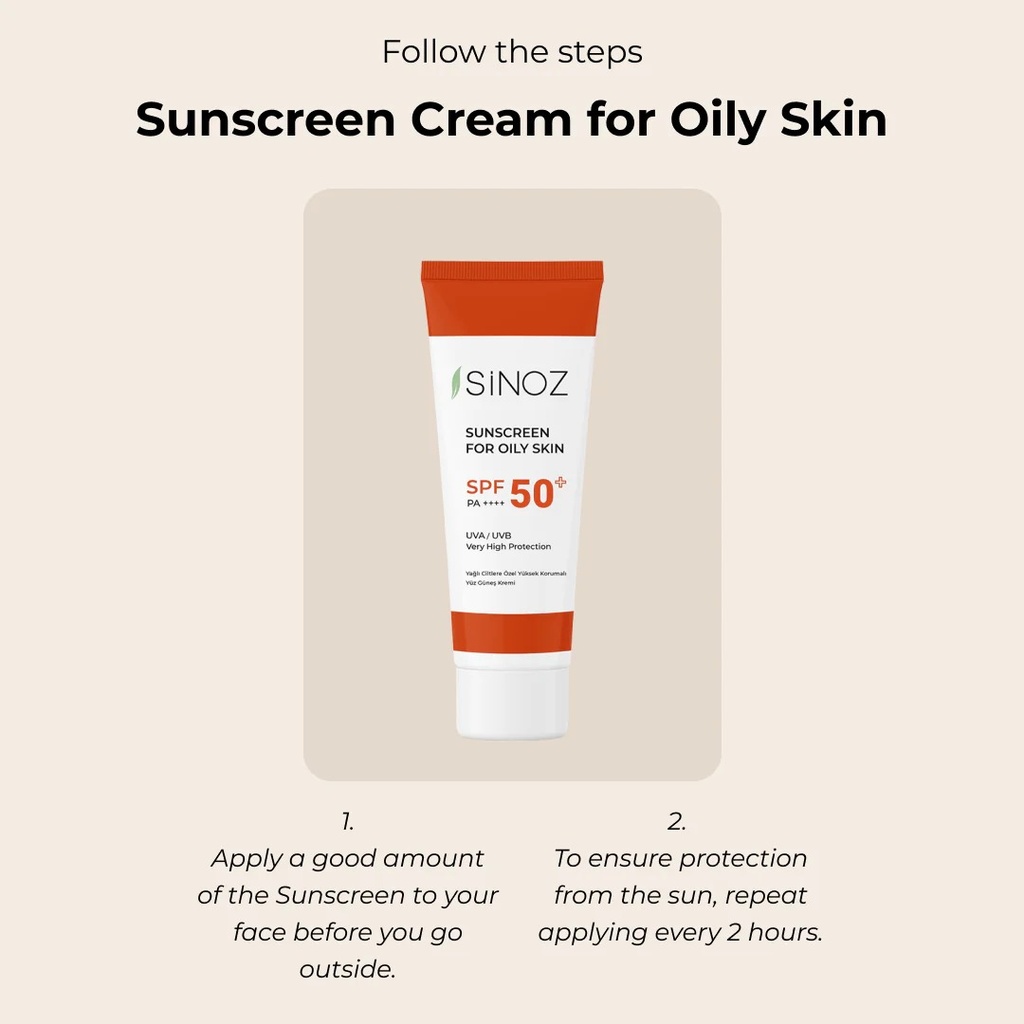 SiNOZ Sunscreen Cream for Oily Skin SPF 50+ 50ml | UVA / UVB Very High Protection | Treats hyperpigmentation , Minimizes dark spots