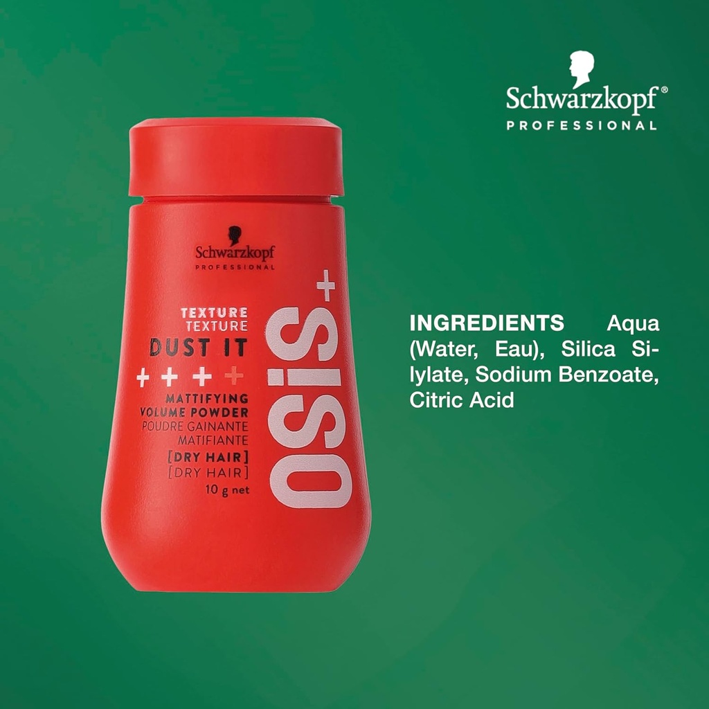 Schwarzkopf Professional Osis+ Dust It Mattifying Volume Hair Styling Powder 10g | Texture | On Dry Hair | Strong Hold | Volume and Root Lift