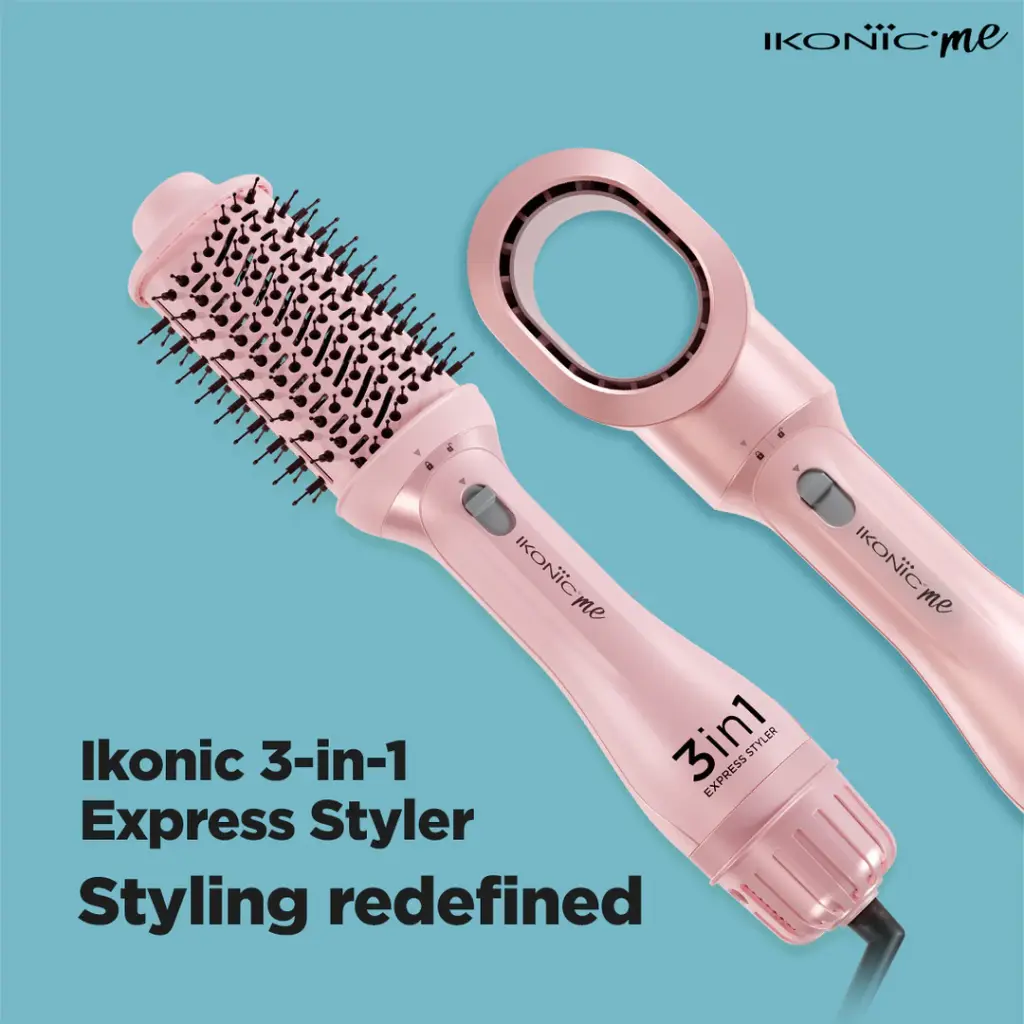 IKONIC ME 3 in 1 Express Styler 1200W (PINK) | Hot Air Blow Dryer | Volumizer | Ceramic Titanium coated barrel